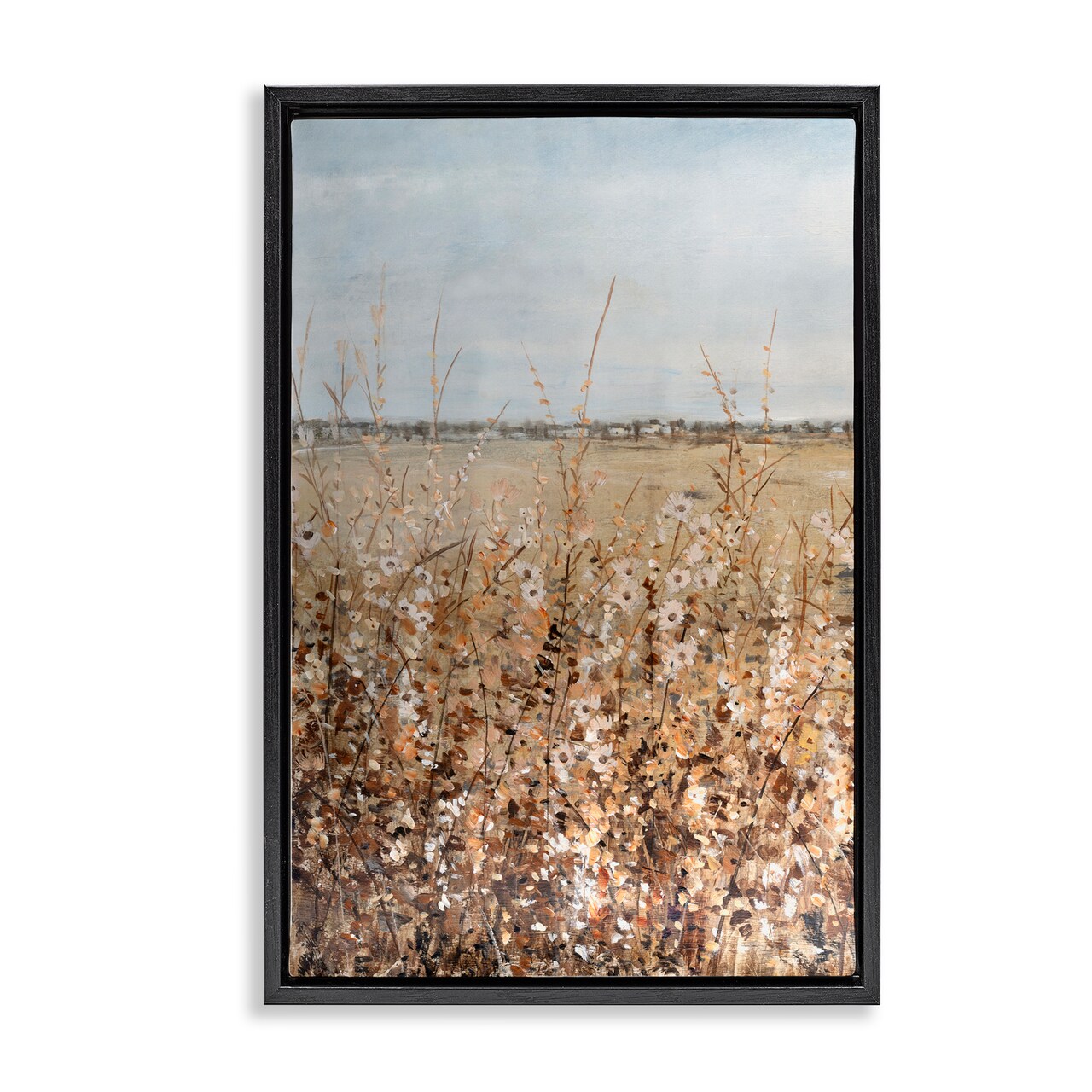 Stupell Industries Neutral Meadow Sprigs Framed Floater Canvas Wall Art Design by June Erica Vess